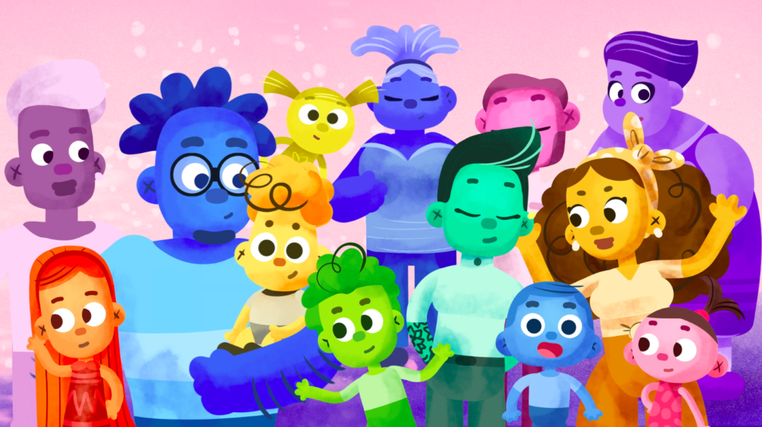 a group of animated people