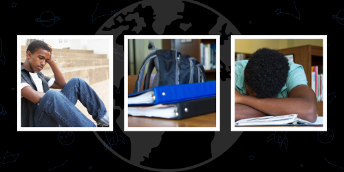 boy laying head on table